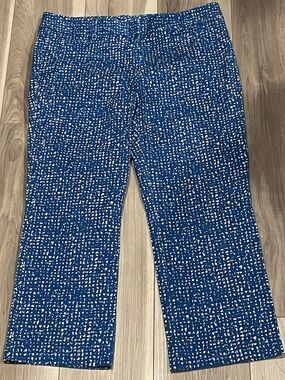 J. Crew Blue & White Printed Capris